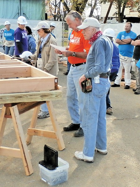 Former President Jimmy Carter and his wife Rosalynn shown with volunteers working on the Habitat for Humanity Home in Union Beach