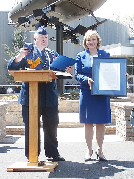 NJ Adjutant General Brig Gen Michael L Cunniff presents proclamation to Lieutenant Gov. Kim Guadagno
