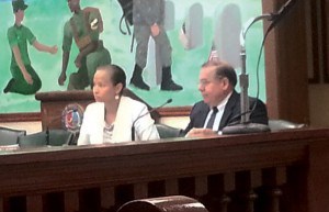 PERTH AMBOY - New B.A. Jillian Barrick with representative from Middlesex Water Company, Rick Risoldi.