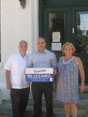 Former Councilman Fernando Gonzalez, Newcomer Jelmin Caba with former Council Candidate Ana Mascenik.
