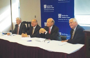 (L to R) John K. Lloyd, FACHE, President and CEO of Meridian Health, Michael R. D’Agnes, President and CEO RBMC, Gordon Litwin, Esq., Chairman of Meridian Board of Trustees, Joseph Jankowski, Chairman of RBMC Board of Directors