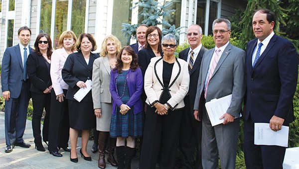 (L to R ) - Dr. Brad Cohen, Dr. Penelope Cohen, Assemblywoman Nancy Pinkin, Senator Linda Greenstein, Freeholder Carol Barrett, Metuchen Councilwoman Dorothy Rasmussen, Edward Janzekovich, Donna McEvoy, Assemblywoman Bonnie Watson Coleman, Freeholder Charles Tomaro, Freeholder Director Ronald Rios, Senator Joseph Vitale. * Photo submitted.