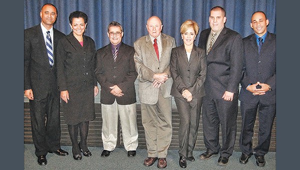 2014 Board of Education Candidates: (LtoR) Manuel Nunez, Milady Tejada, Jose Rodriguez, Anton Massopust, Dianne Roman, Thomas Thor and Junior Inglesia. *Photo by Katherine Massopust