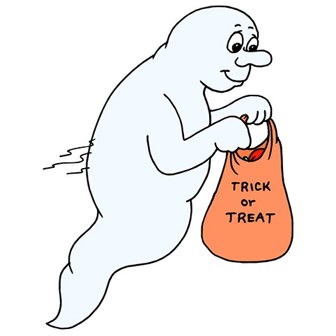 ghost with halloween treats sm 21759400