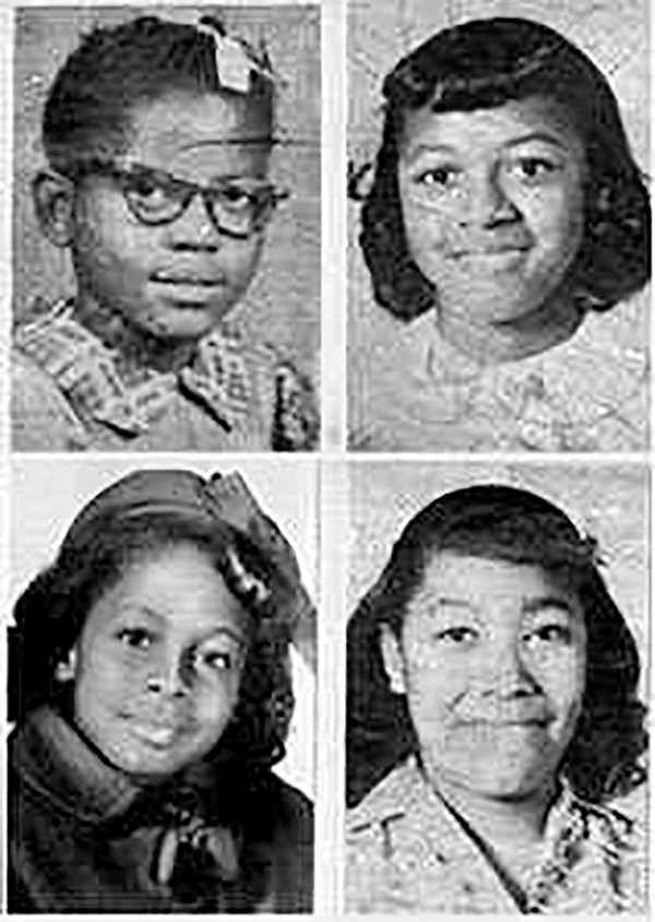 The four girls killed in 16th Street Baptist Church bombing (Clockwise from top left, Addie Mae Collins, Cynthia Wesley, Carole Robertson and Denise McNair)