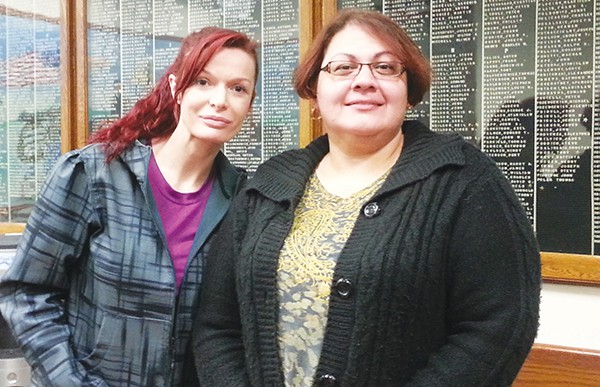 Amber Yehle (L) from Toms River and Catherine Soto (R) from Perth Amboy. Both spoke about Nancy Martin a the 7 p.m. 11/24/14 Council Meeting. *Photo by Carolyn Maxwell
