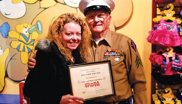 SAYREVILLE - Marine Eddy Androvich of Sayreville, NJ presented a Toy for Tots Certificate of Appreciation to Janice O’Neil of Build A Bear Workshop in Menlo Park Mall, Edison, NJ for their support. Marine Androvich had completed his 40th year collecting toys. Ed started in November 1974 and has never lost a year. Marine Androvich works with Marine Corps in 6th Mt. Reserves in Red Bank, NJ.