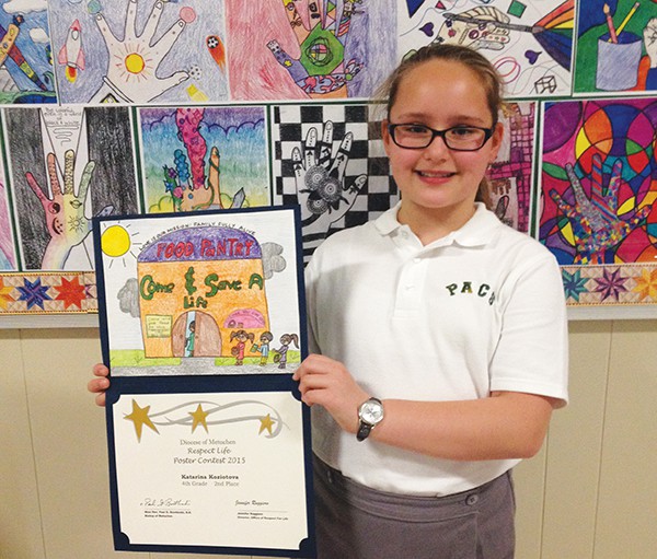 Press Release PERTH AMBOY - Katarina Koziotova, a fourth grade student at Perth Amboy Catholic School was a 2nd place winner in the Respect Life Art Contest sponsored by the Diocese of Metuchen. The students were asked to draw a picture for a calendar reflecting the theme “Love Is Our Mission - Family Fully Alive!”, which was inspired by the upcoming World Meeting of Families in Philadelphia, PA. The entry was submitted by her Art teacher, Mrs. Rose Pennyfeather.