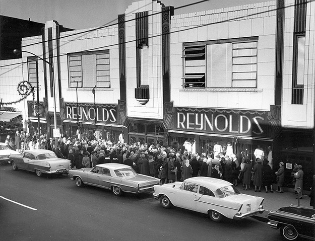 PERTH AMBOY - January 1966 Clearance Inventory Sale, Reynold’s Department Store, Smith Street. The Store is now occupied by Dollar Tree. *Photo Courtesy of Charles “Chuck” Reynolds, Jr. On Loan to Barbara Booz This Photo was restored under a grant for the Kearny Cottage Archiving project by the Middlesex Cultural and Heritage Commission