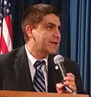 Dr. Damian Medina gives a presentation at the 10/15/15 BOE Meeting.*Photo by Katherine Massopust