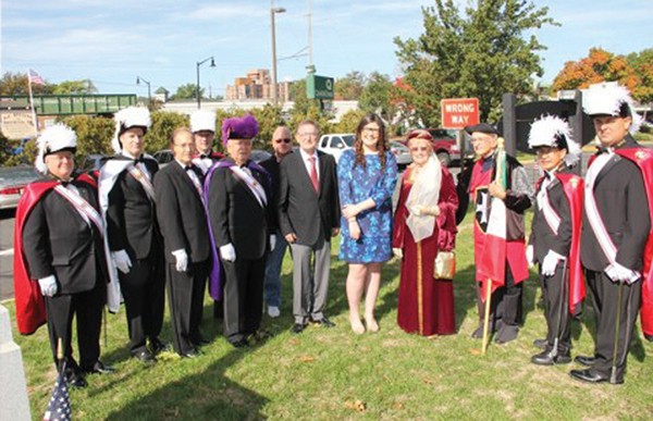 Angelo Befumo, 2015 Columbus Day Grand Marshall, and Brianna Oddo, Ms. Italian-American, are pictured with the Knights of Columbus Council 6571. *Photos Submitted