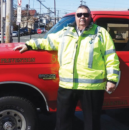 Firefighter and Police Officer Gerald “Bear” Celecki at the SAFD 125th Anniversary Parade 10/3/15 He was Chief of the Middlesex County Fire-Police *Photo by SAFD