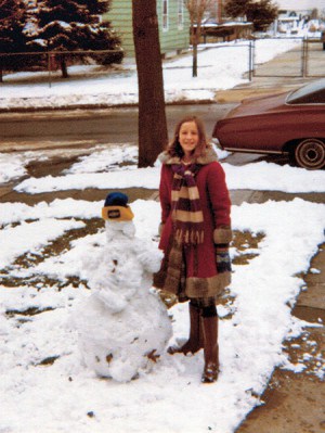 Katherine (Age 9) and Snowman 1976
