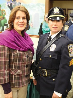 PERTH AMBOY - (L) Mayor Diaz with newly sworn in Sergeant Sandra Rivera 