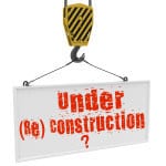 Yellow crane hook lifting white blank plane for text, isolated on white background