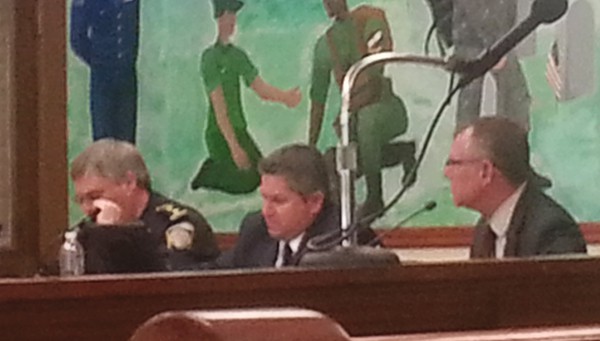 (LtoR) Deputy Police Chief Larry Cattano, B.A. Adam Cruz and Paul Messerschmidt from Dietz & Hammer Alternative Solutions *Photo by Carolyn Maxwell