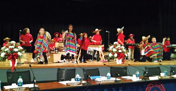 Students from Shull and McGinnis School perform in Mariachi themed music for Kids-in-Concert They opened the show and won..