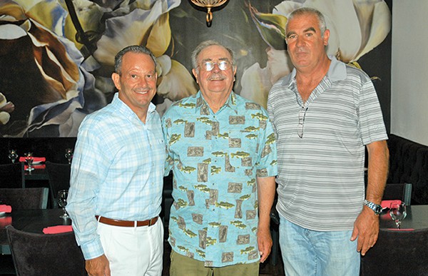Retired PAHS Teacher Angelo Lenetti (C) with two of his former students, Developer Eddie Trujillo (L) and Contractor Russell Fazio (R) *Photo by Paul W. Wang