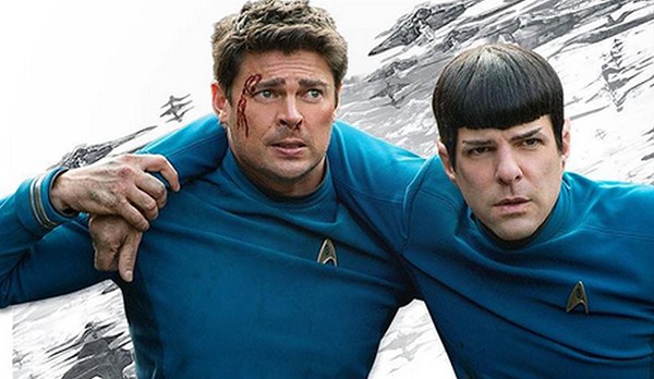 Dr. McCoy, played by Karl Urban, and Mr. Spock, played by Zachary Quinto in "Star Trek Beyond."
