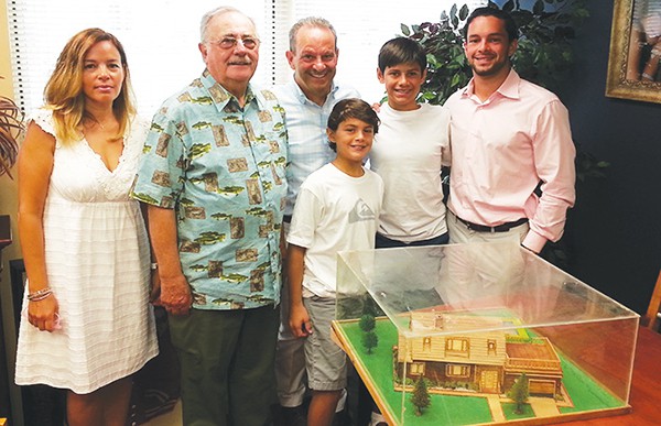 (L to R) Brenda Trujillo, Angelo Lenetti, Eddie Trujillo and sons, Christian, Sebastian and Eddie Jr. stand by Eddie Trujillo’s First Prize winning model of a home in the 1979 Central Jersey High School Competition. *Photo by Carolyn Maxwell