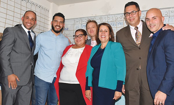 PERTH AMBOY - A group photo was taken after the results of the machine only votes were calculated showing the Stronger Together Teams were projected winners. *Photo by Alejandro Roman
