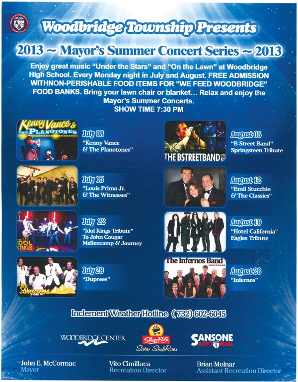 Woodbridge Township Presents Summer Music Series The Amboy Guardian