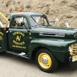 Vintage tow truck, one of many vintage vehicles displayed at the festival.