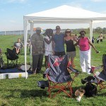 Mary Taylor finally got the tent up at Bar-B-Que showdown.