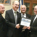 (L to R) Andy Zachariades, AHEPA Supreme Secretary; Phillip T. Frangos, AHEPA Supreme President; Phil Vogis, AHEPA Supreme Governor Region 3; George N. Petrakakis, AHEPA District 5 Secretary.